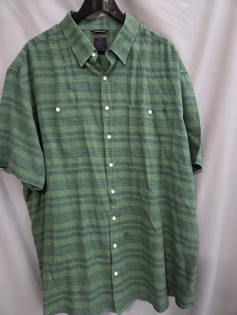 Denver Hayes Men's 3XL Striped Short Sleeve Button-Up Shirt
